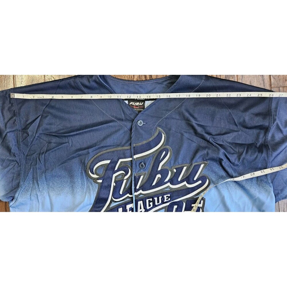 VTG FUBU League 05 Mens Sz XXL Blue Ombre Button Up Shirt Sport Collection - Picture 8 of 11